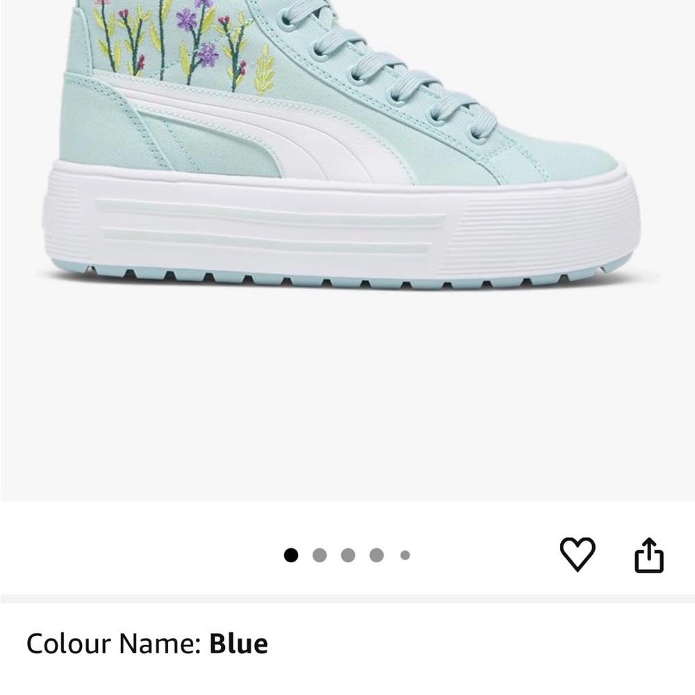 Puma Turquoise Surf Sneakers with Floral Design